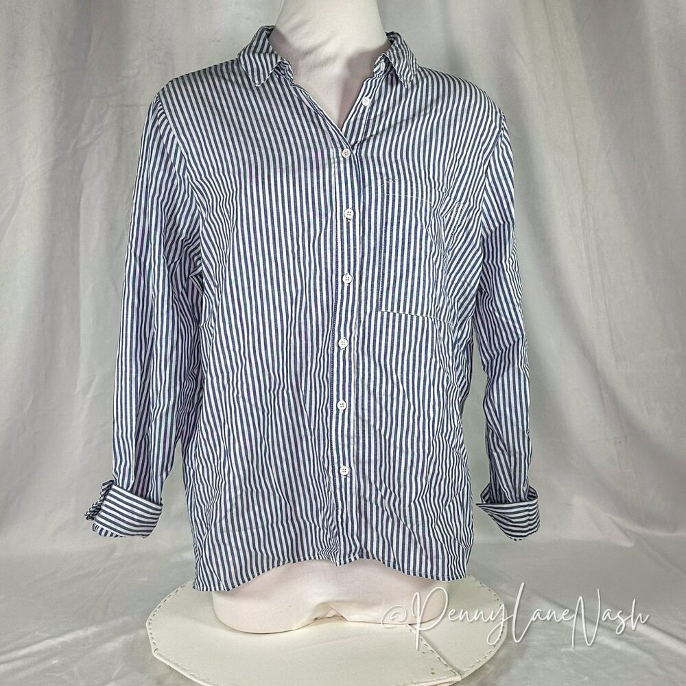 Charlotte Russe Striped Tie Back Shirt Top Blue/White